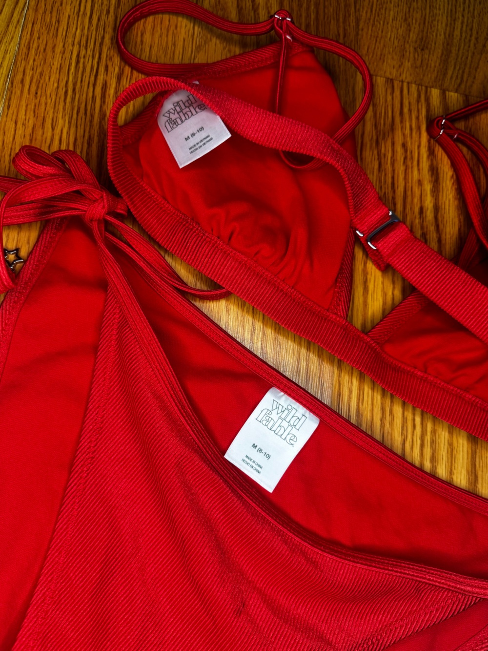 Wild Fable Red Ribbed Triangle Bikini Set size medium - Picture 2 of 2